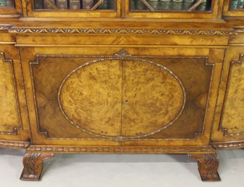 fig 2. Waring and Gillow Breakfront Burr Walnut Bookcase