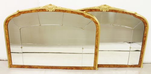 Large Pair of Burr Walnut and Ormolu Mirrors