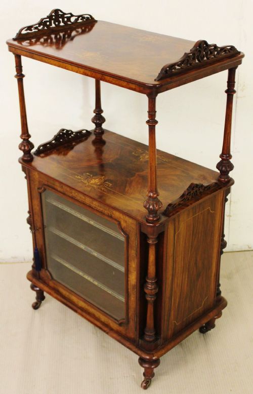Inlaid Burr Walnut Music Cabinet Wot-not
