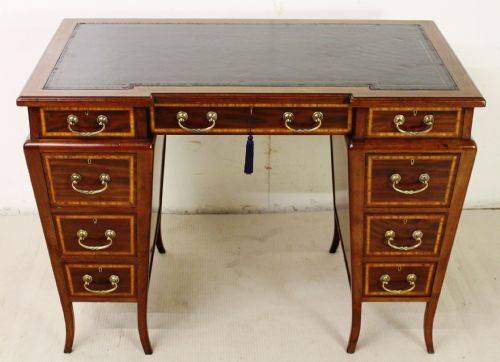 Inlaid Mahogany Pedestal Desk by Edwards and Roberts