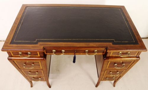 fig 1. Inlaid Mahogany Pedestal Desk by Edwards and Roberts