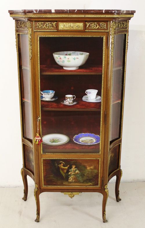 French Vernis Martin Mahogany Vitrine