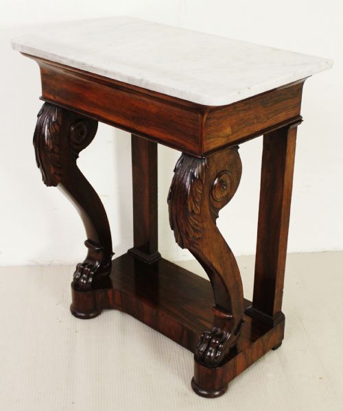 Marble Topped Rosewood Console Table