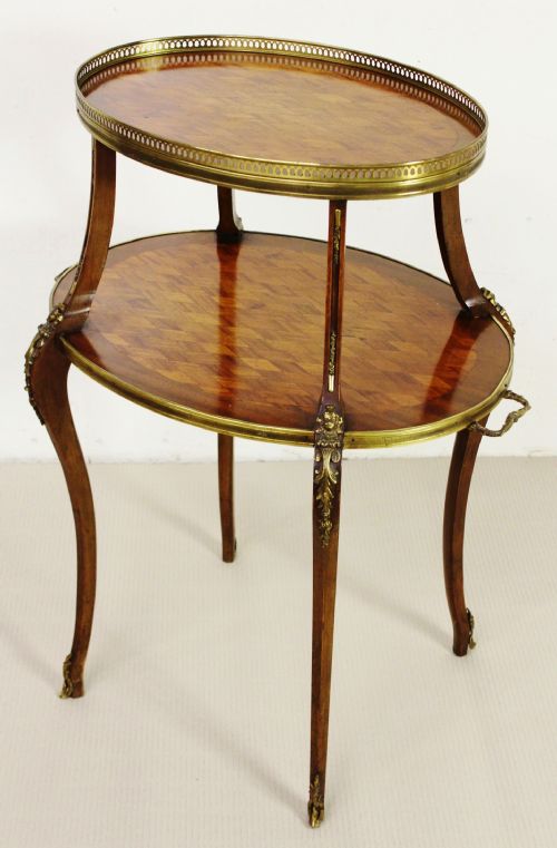 French Kingwood Parquetry Oval Etagere