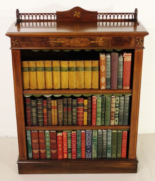 Inlaid Mahogany Open Bookcase