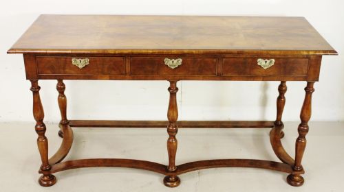 Long Burr Walnut Console Table
