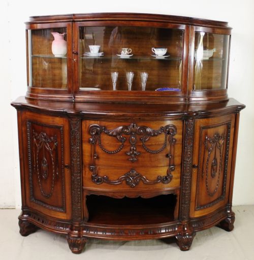 Neo Classical Style Glazed Mahogany Sideboard