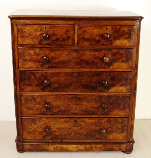 Large Victorian Burr Walnut Chest of Drawers