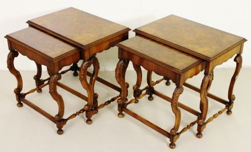 Pair of Burr Walnut Nests of Tables