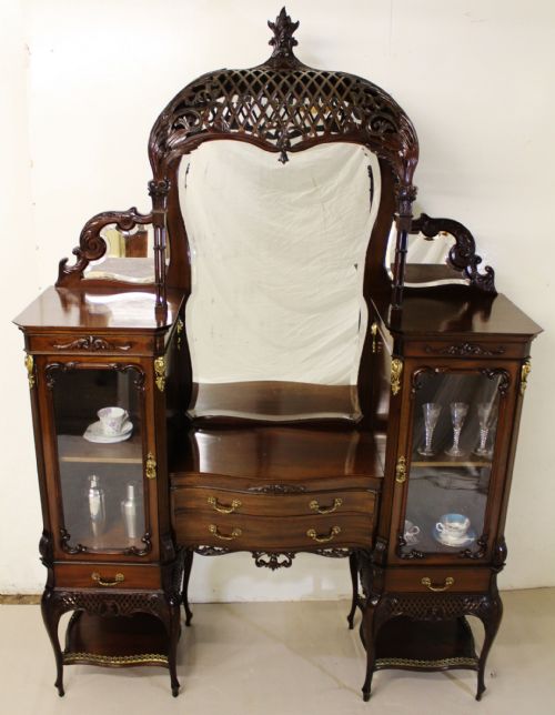 Victorian Carved Mahogany Parlour Cabinet