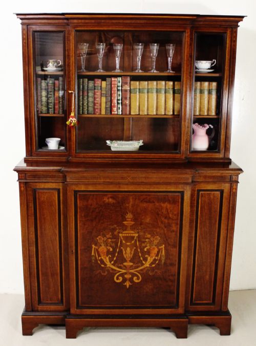 Jas Shoolbred Inlaid Mahogany Bookcase/cabinet