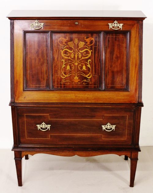 Art Nouveau Inlaid Mahogany Drinks Cabinet