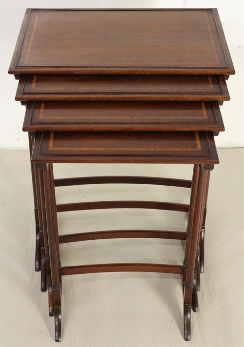 Nest of 4 Inlaid Mahogany Tables