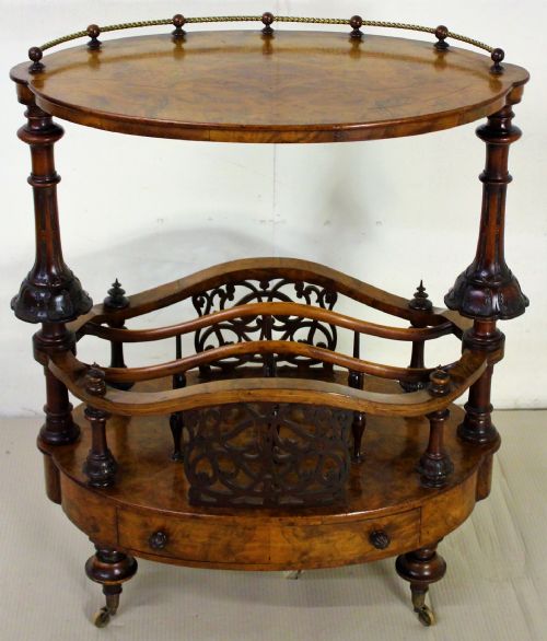 fig 1. Oval Inlaid Burr Walnut Canterbury What Not