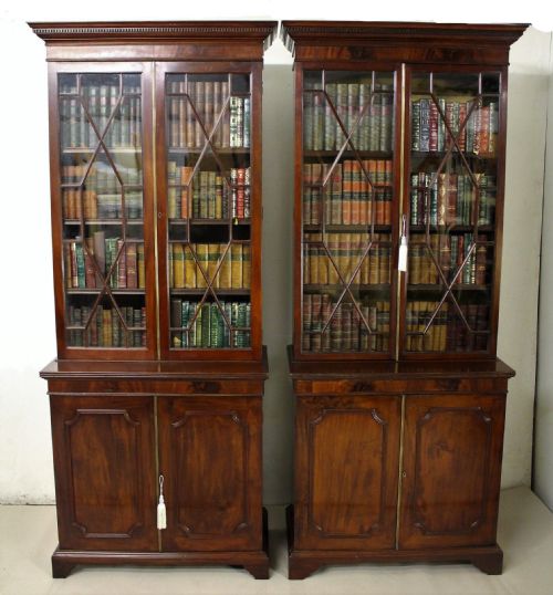 Pair of Edwardian Mahogany Glazed Bookcases