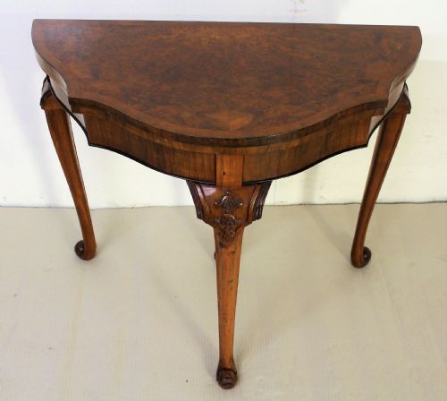 Queen Anne Style Burr Walnut Card Table