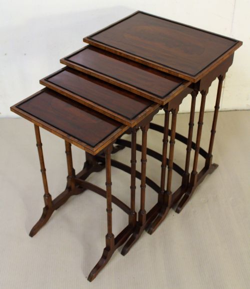 Edwardian Inlaid Mahogany Nest of 4 Tables