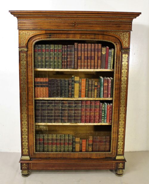 Imposing Regency Brass Inlaid Rosewood Bookcase