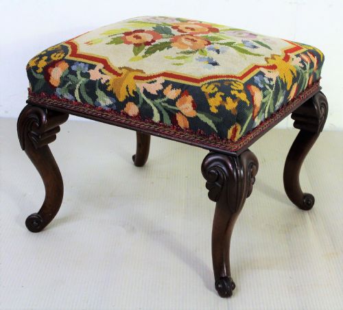 Victorian Mahogany Cabriole Legged Stool