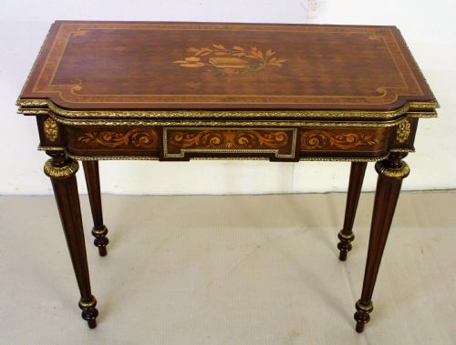 French Walnut Marquetry Inlaid Games Table