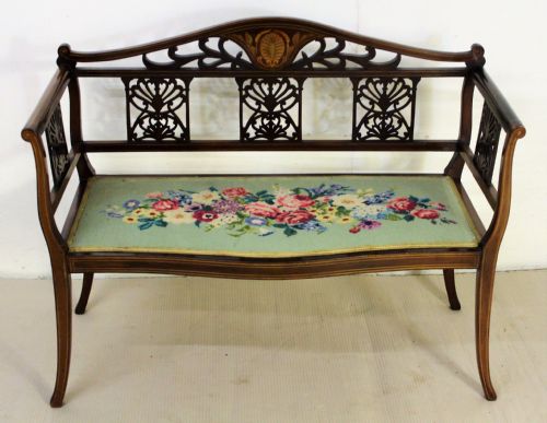 Edwardian Inlaid Mahogany Settee