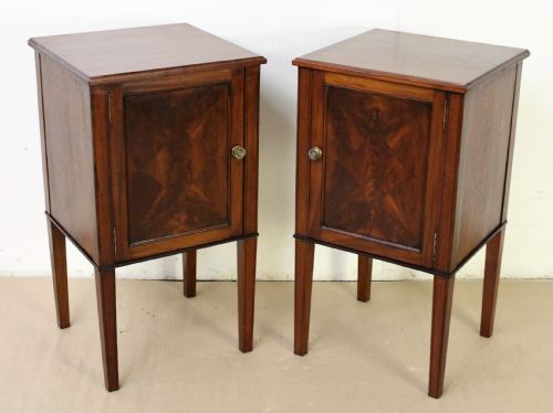 Pair of Edwardian Inlaid Mahogany Bedside Cupboards
