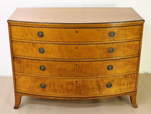 George III Satinwood Bow Fronted Chest Commode