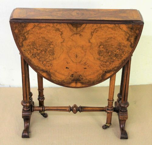 Victorian Inlaid Burr Walnut Baby Sutherland Table