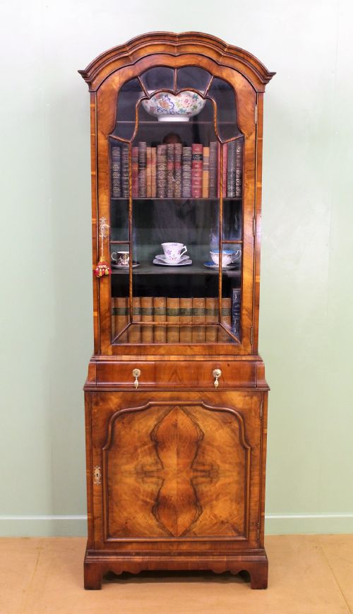 Domed Top Burr Walnut Bookcase