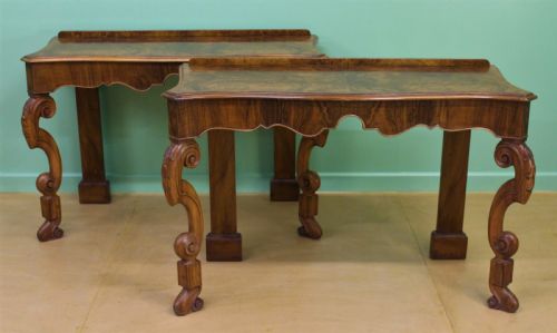 Pair of Burr Walnut Console Tables