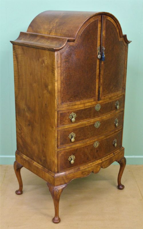 Burr Walnut Dome Topped Linen Press
