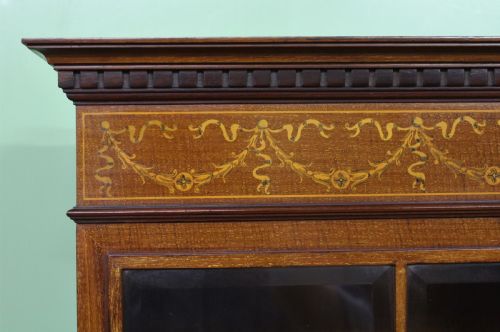 fig 2. Inlaid Mahogany Bookcase Cabinet by Jas. Shoolbred