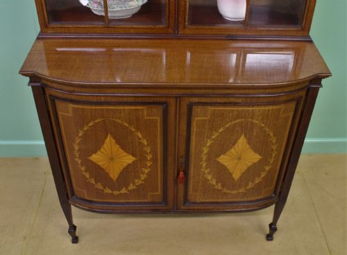 fig 3. Inlaid Mahogany Bookcase Cabinet by Jas. Shoolbred