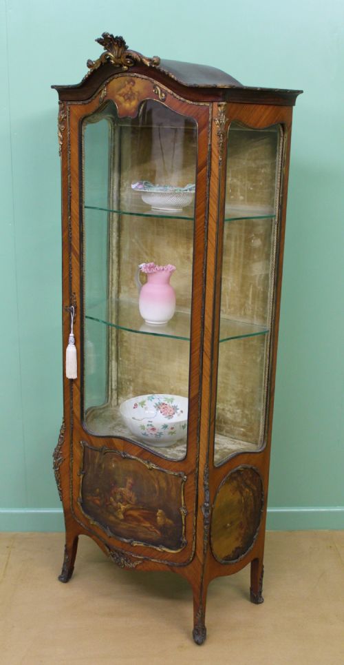 Vernis Martin Decorated French Kingwood Vitrine
