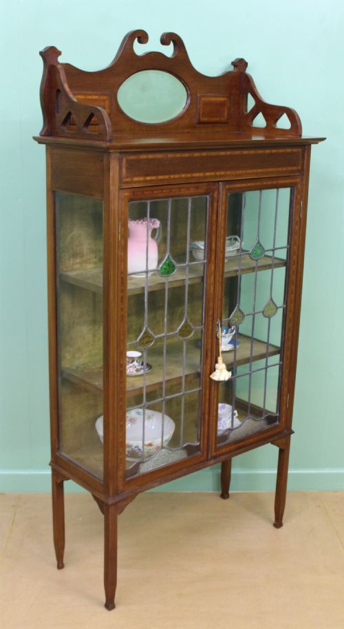 ARTS AND CRAFTS INLAID MAHOGANY DISPLAY CABINET - ADDITIONAL PHOTO 2