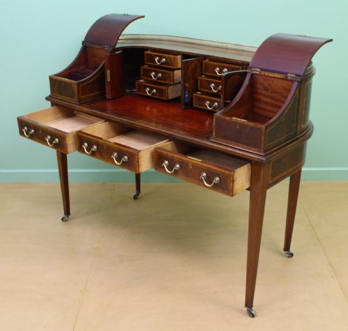 fig 1. Large Inlaid Mahogany Carlton House Desk by Jas Shoolbred