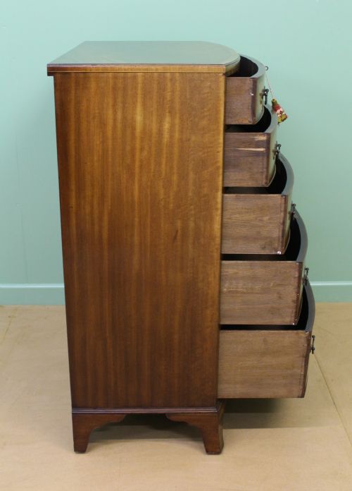 fig 2. Waring and Gillow Inlaid Mahogany Bow Fronted Chest of Drawers