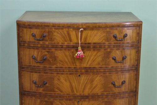 fig 4. Waring and Gillow Inlaid Mahogany Bow Fronted Chest of Drawers
