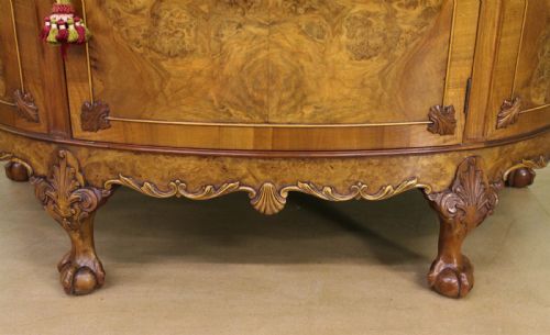 fig 1. Waring and Gillow Demi Lune Burr Walnut Commode