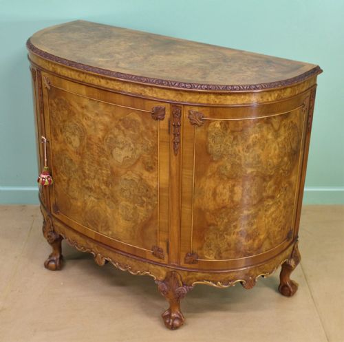 fig 2. Waring and Gillow Demi Lune Burr Walnut Commode