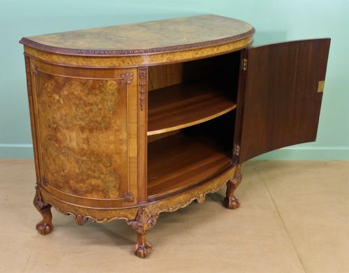 fig 3. Waring and Gillow Demi Lune Burr Walnut Commode