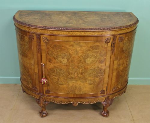 fig 5. Waring and Gillow Demi Lune Burr Walnut Commode