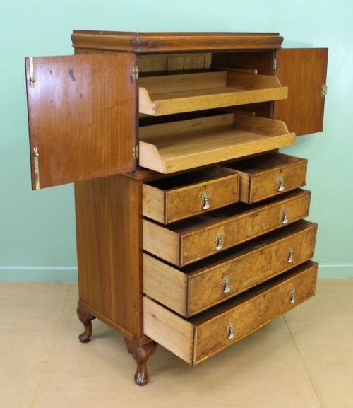 fig 3. Burr Walnut Linen Press by Waring and Gillow
