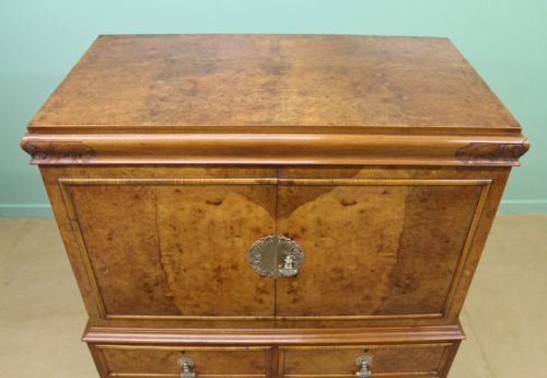 fig 4. Burr Walnut Linen Press by Waring and Gillow