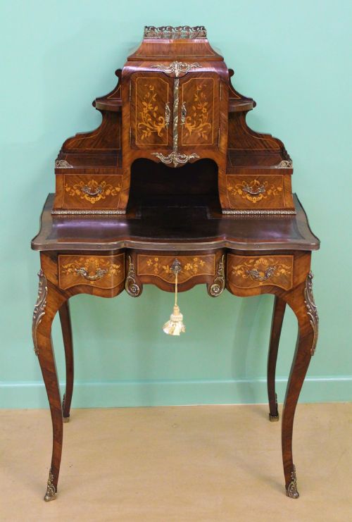 Late 19th Century Inlaid Kingwood Bonheur Du Jour