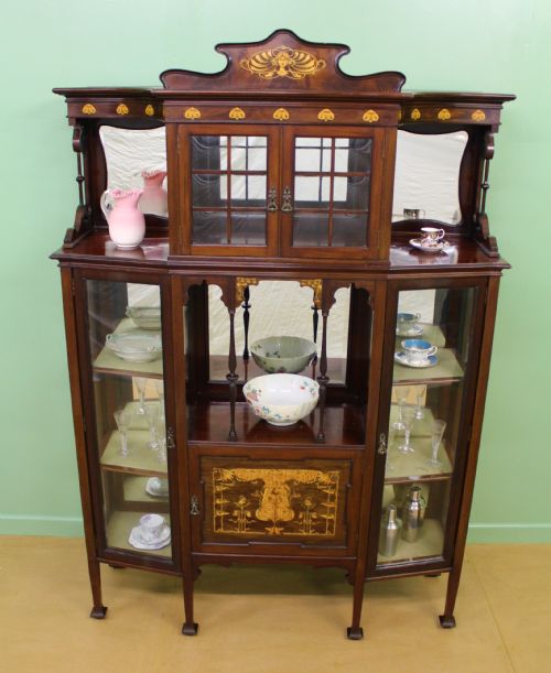 Inlaid Mahogany Art Nouveau Display Cabinet