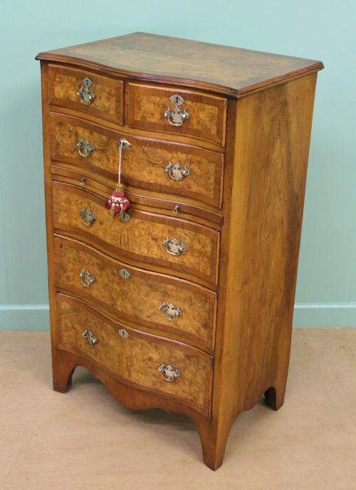 Burr Walnut Serpentine Chest of Drawers