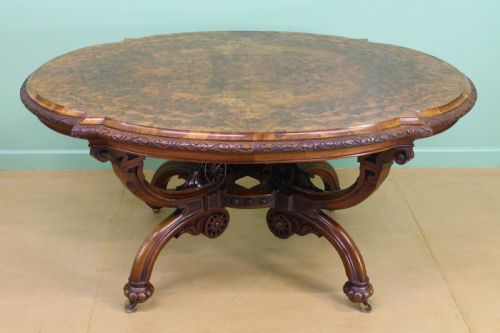 Victorian Burr Walnut Basket Based Centre Table