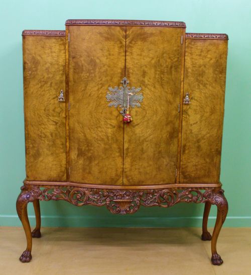 Large Burr Walnut Cocktail Cabinet