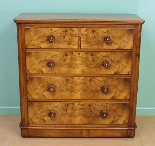Victorian Figured Walnut Chest of Drawers